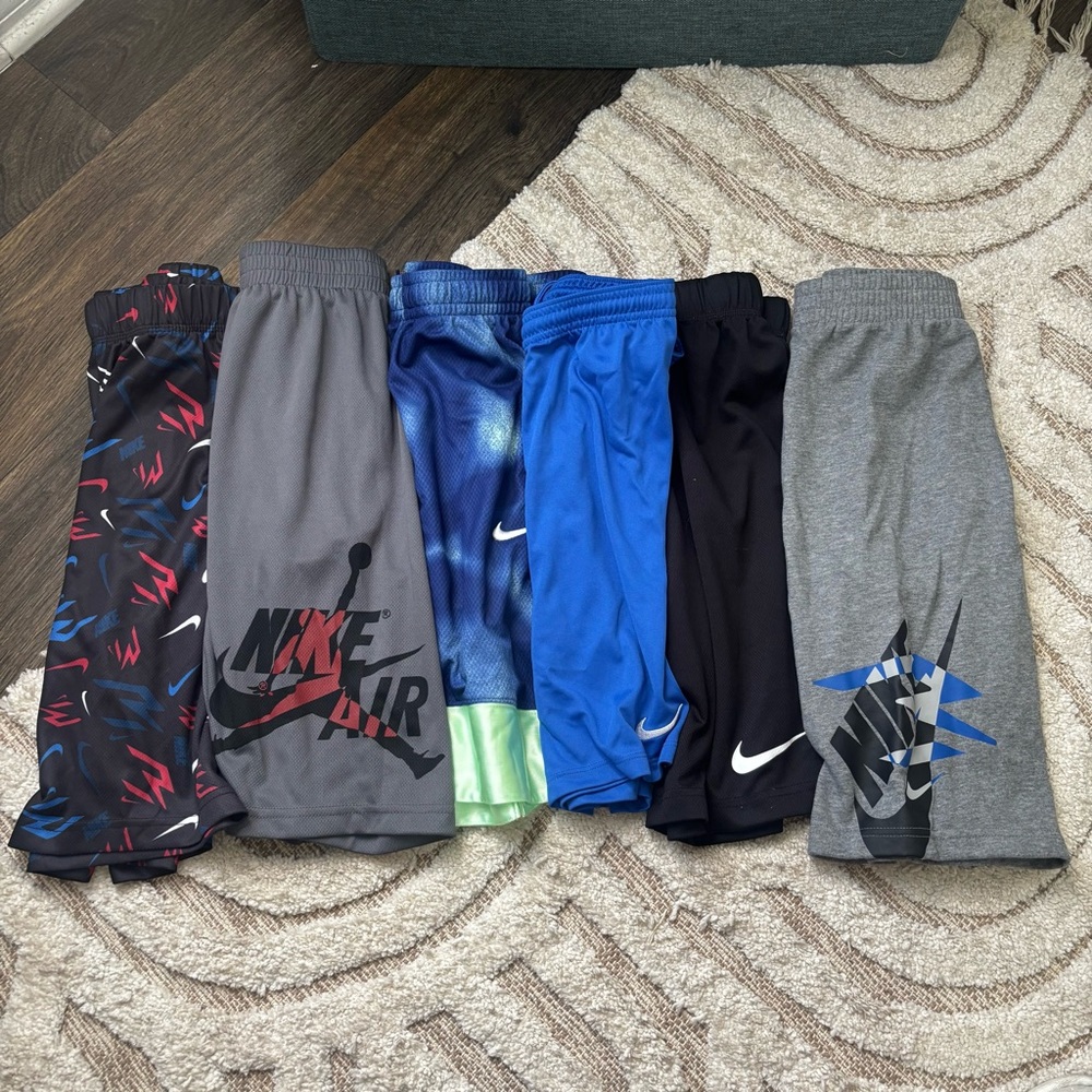 NIKE Boys Size Large Athletic Basketball Shorts Bundle 6 Pair